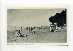 Ginebra en el lago OH Ashtabula County postal antigua 1936, gente, playa - Imagen 1 de 2