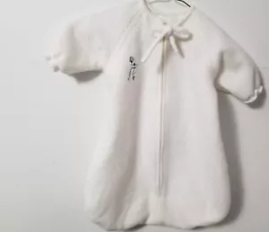 Homemade Infant Baby Footed Sleeper one piece long sleeve White with Bear - Picture 1 of 11