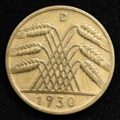 Germany Weimar 10 Reichspfennig 1930D, Coin, Inv#E075 - Image 1 of 2
