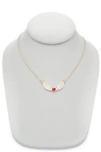 Sterling Silver 925 Red Cubic Zirconia Angel Wings Necklace 16.25" - Picture 1 of 14