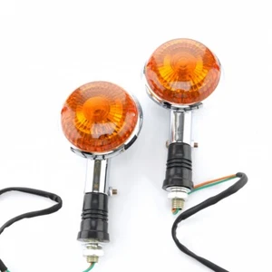 1Pair Metal Post Turn Signals For Yamaha XV250 XV535 XV700 Virago '94-12 Chrome - Picture 1 of 7
