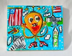 POLITICAL MINDED Jr CHARLIE FAST OUTSIDER FOLK POP ART AMERICAN FLAG DREAMS FREE - Picture 1 of 7