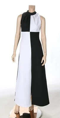 Unbranded Vintage 60s 70s Black & White Mod Maxi Dress sz 7/8 - Image 1 of 3