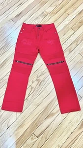 S2 Jeans Youth Boys Straight Fit Red Denim Skater Distressed Size 14 - Picture 1 of 7
