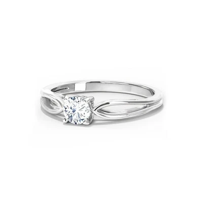14K White Gold Ring Sterling Silver Round Moissanite 0.35 Carat Plated Set of 4 - Imagem 1 de 4