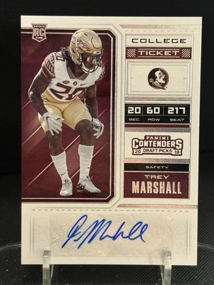TREY MARSHALL 2018 CONTENDERS DRAFT PICKS AUTOGRAPH AUTO - Image 1 of 2