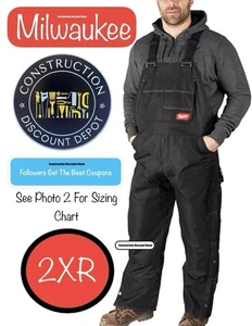 Milwaukee 261B Gridiron Black Zip Thigh Bib Cold Weather Overall SIZE 2X REGULAR - Picture 1 of 8