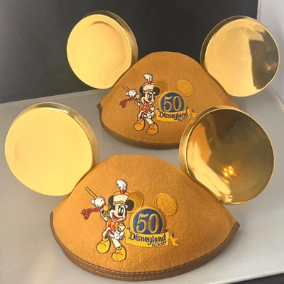 2 orejas doradas Disney 50 aniversario Disneyland Resort Mickey Mouse tamaño adulto Foto 1 de 4