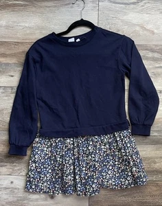 Gap Kids Peplum Blue Spring Summer Floral Long Sleeve Sweater Dress Size M Party - Picture 1 of 6