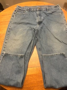 Pantalones de mezclilla Carhartt para hombre talla 44x32 azul B17 DST ropa de trabajo algodón lavado medio - Imagen 1 de 8