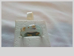 Anillo de Jade Geen Pálido con Acentos de Oro Amarillo 14K Mejores Deseos Talla 6.75 Buena Suerte - Imagen 1 de 8