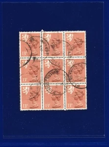 1987 SG S53 13p Pale Chestnut (Side Band) XSL8 Block (9) Good Used pfhz - Picture 1 of 2