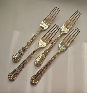 Rogers Electroplated Gold Flatware Golden Enchanted Rose Set of 4 Dinner Forks - Picture 1 of 6