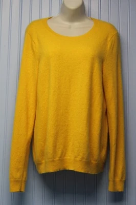 Talbots 100% cashmere bright yellow scoop neck pullover sweater (w/repairs) XL - Image 1 of 4