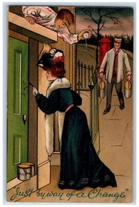 Minneapolis MN Postkarte Milch Mann Schlüsselloch nur durch Wechsel 1908 antik - Bild 1 von 2