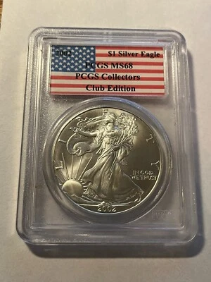 2002 Am. Silver Eagle/PCGS MS68/Collectors Club #220tm - Image 1 of 3