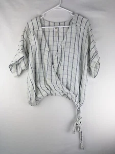 Free People Blouse Womens SP White Striped Cropped Strap Cotton Blend - Picture 1 of 7