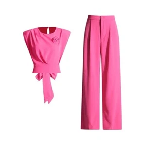 Women's Solid Color Sleeveless Top Casual Fashion High Waist Two-piece - Picture 1 of 4