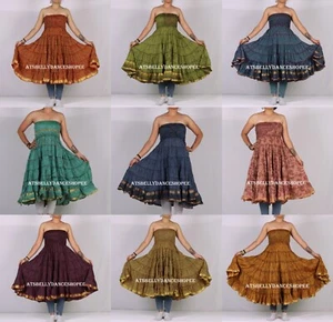 Upcycle Fairy Dress,Fae Festival Clothing,Boho Tiered Dress,Gypsy Dress Cosplay - Picture 1 of 33