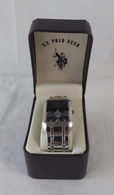 U.S. Polo Assn. Classic Men's USC80035 Rectangular Black Dial Metal Link Watch - Image 1 of 4