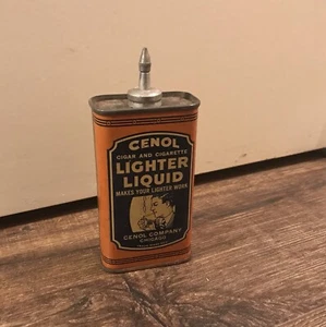 CENOL CIGAR & CIGARETTE LIGHTER LIQUID (FLUID) TIN OILER SMOKING LEAD TOP ZIPPO - Picture 1 of 9