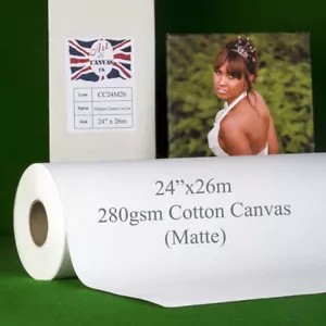 24" x 26m 340gsm Inkjet COTTON Canvas Roll (Matte) Water Resistant 100% Cotton - Picture 1 of 4