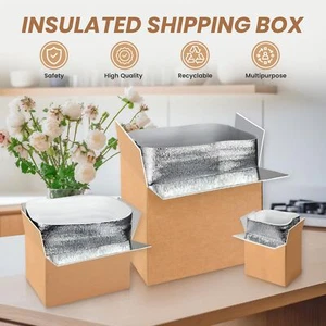 Insulated Shipping Boxes with Aluminum Foil Liner Reusable Box 6''x5''x9'' - Picture 1 of 16