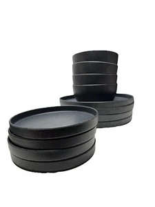 Set 12 pezzi piatti/ciotole Pottery Barn Mason antracite moderno melaminico - Foto 1 di 10
