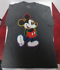 Disney Mickey Mouse Shirt Pride Collection Gray w/Mickey Rainbow Outline Size L