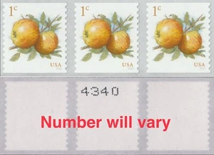 US #5037 MNH Strip 2016 Apples Fruits Definitive Coil [Back #][From 782315] - Picture 1 of 1