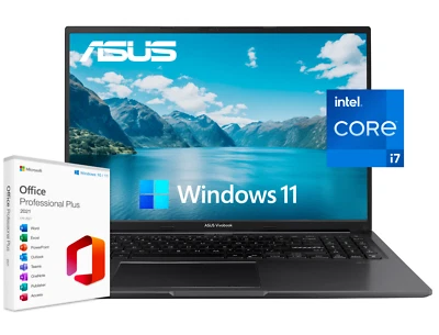ASUS VivoBook 16", 5.0 GHz Intel i7, Office 2021, 16GB RAM & 1TB SSD, Win 11 Pro - Image 1 of 4