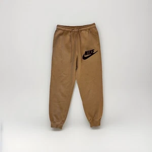 Nike Joggers Ciniglia Pile Tan Taglia Small Marrone Blocco Colore Logo Ricamato - Foto 1 di 4