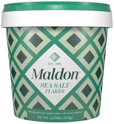 MALDON SALT COMPANY Maldon Salt, Sea Salt Flakes, 20 Oz (570 G), Resealable Tub, Kosher, Natural, Ha