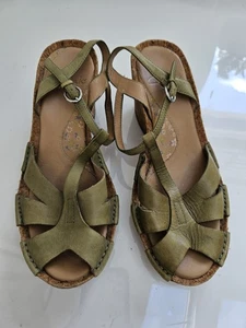 Clarks Wedge Sandles Green Size 4 - Picture 1 of 8