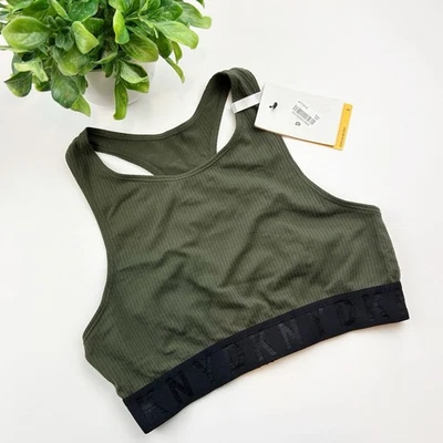 Бюстгальтер DKNY Sealess Litewear с высоким вырезом однотонный укороченный военный/черный размер маленький - Изображение 1 из 4