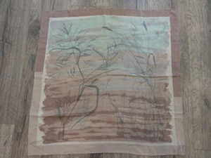 Vintage VERA Scarf ~ Earth Tones ~ Reed Print ~ 26" X 26" - Picture 1 of 11