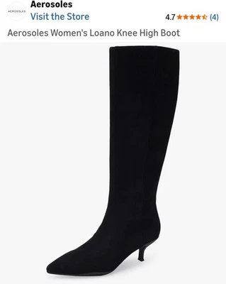 Aerosoles Women's High Fashion Loano Knee High Boot, Black Suede, 5 - Image 1 of 4