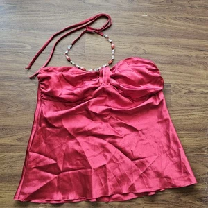 Bambola Torrid senza spalline setosa rossa con perline stravagante vintage Y2k taglia 2 XL - Foto 1 di 10