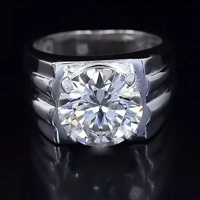 Anillo certificado de diamantes de corte redondo blanco de 5,55 quilates en oro blanco de 14 k Foto 1 de 4