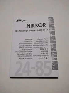 Nikon NIKKOR AF-S 24-85mm f/3.5-4.5G ED VR LENS INSTRUCTION MANUAL - Picture 1 of 2