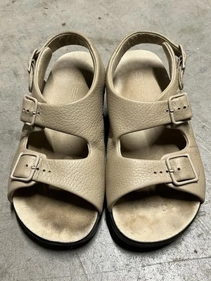 SAS Relaxed Natural leather 3-strap comfort slide sandals size 8 WW Double Wide - Image 1 of 4