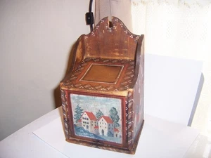 antica scatola da parete in legno arte popolare primativa tedesca olandese orientale Pa - Foto 1 di 12