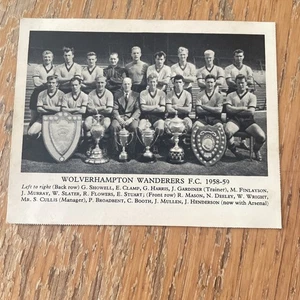 Wolverhampton Wanderers Football Club 1958-59 Team Photo Magazine CutOut Card - Picture 1 of 1
