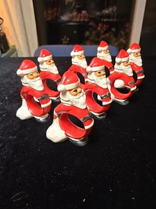 8er Set Serviettenringe Weihnachten Weihnachtsmann handbemalt Vintage - Bild 1 von 7