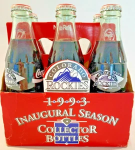 Coca Cola 6 Pack Colorado Rockies Inaugural Season Unopened Collectors Bottles - Picture 1 of 6