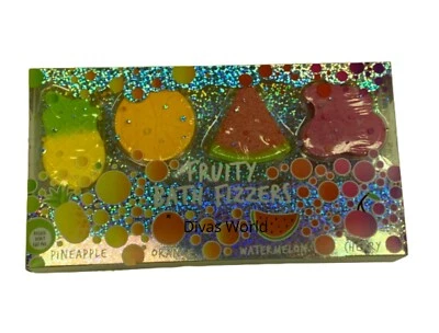 Fruity Bath Fizzers Ananas, Orange, Wassermelone & Kirsche Badebomben 4 x 40gNEU