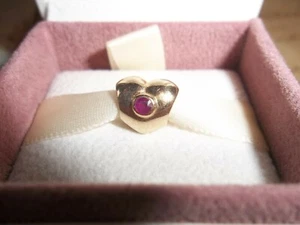 Genuine Authentic Pandora 14ct Gold & Ruby Puffed Heart Charm 750294RU - RARE - Picture 1 of 3