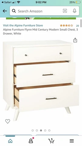 alpine furniture flynn mid century small chest 3 drawer Cover