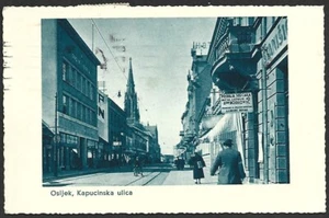 (BL) Jugoslawien Osijek Kapuzinsa Ulica Vintage Farb Postkarte - Bild 1 von 2
