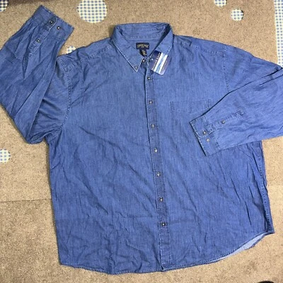 Camisa de mezclilla 3XL con cuello abotonado nueva con etiquetas XXXL algodón afeitadora lago negocios informal Foto 1 de 4